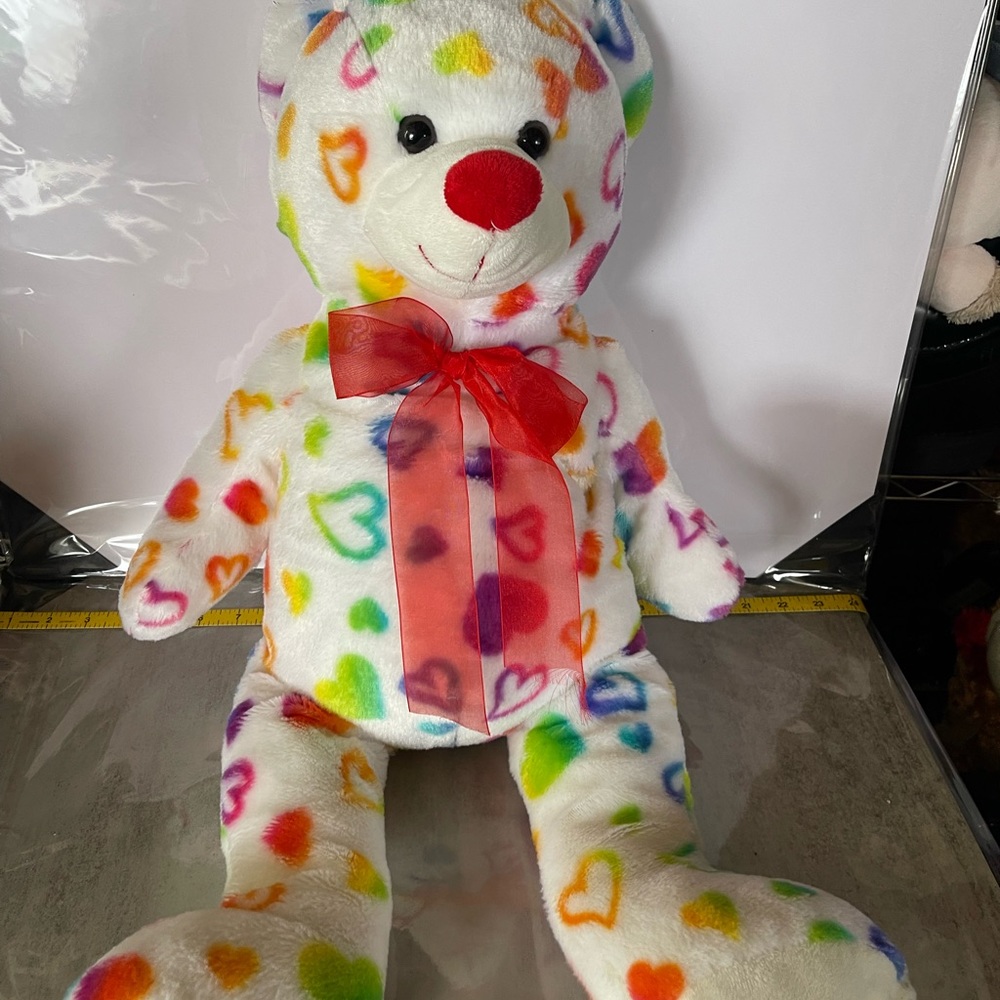 Dan Dee heart bear with red bow plush